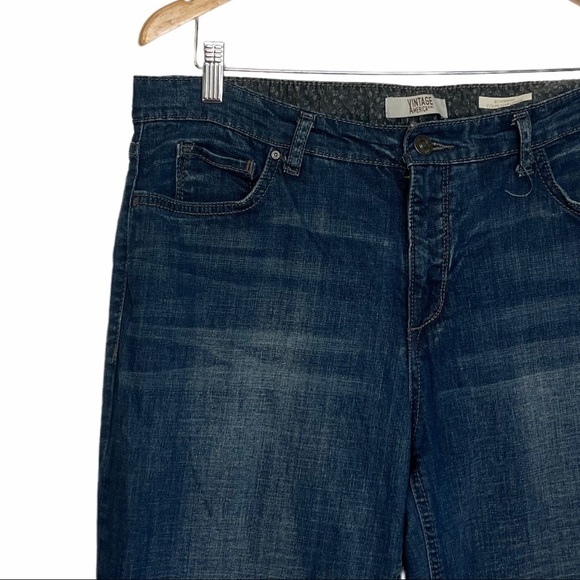 Vintage America Missy Dark Wash Mid Rise Boyfriend Distressed Ripped Jea… - Picture 3 of 12